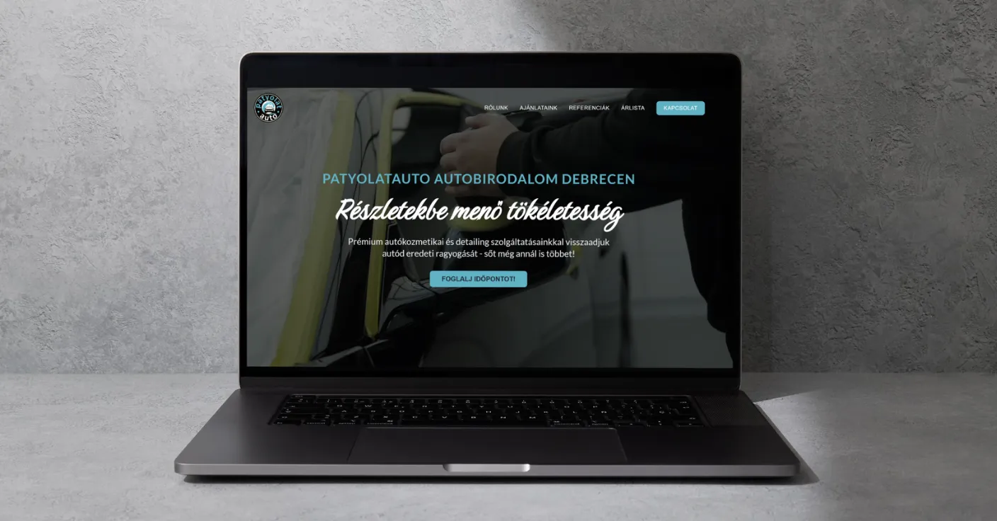 Patyolat Autókozmetika weboldal bemutatója